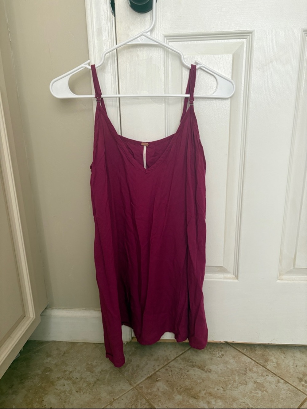 Free People Draped V-Neck Camisole in Berry Plum